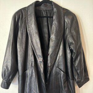 Vintage 80s, Oversized Black Leather Jacket
